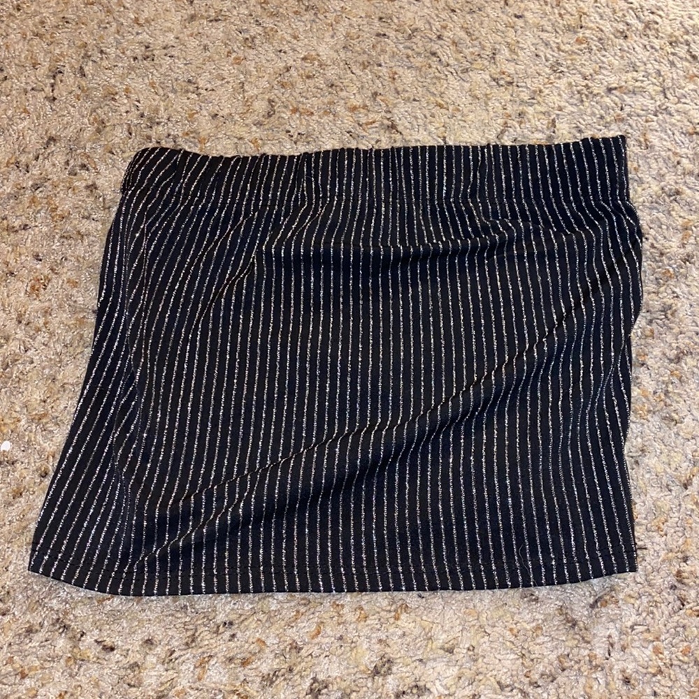 Black sparkle striped crop top